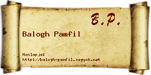 Balogh Pamfil névjegykártya